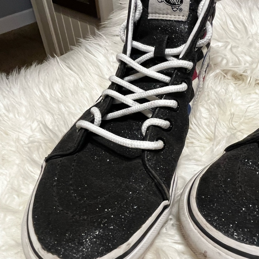 Vans High-Top Sneakers - Black with Multicolor Checkered Design - Picture 2 of 8